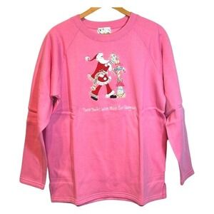New Quacker Factory  Women's Pink Santa Presents Ugly Christmas Sweatshirt‎ M